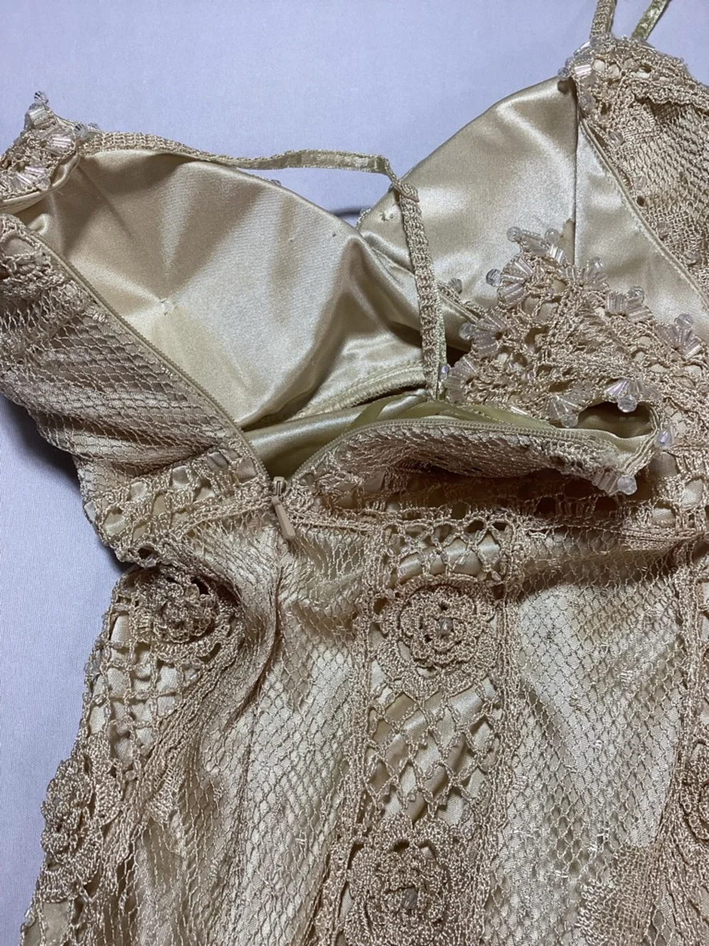 Sue Wong  Crochet Asymmetrical Slip Midi Dress - Picture 8 of 16